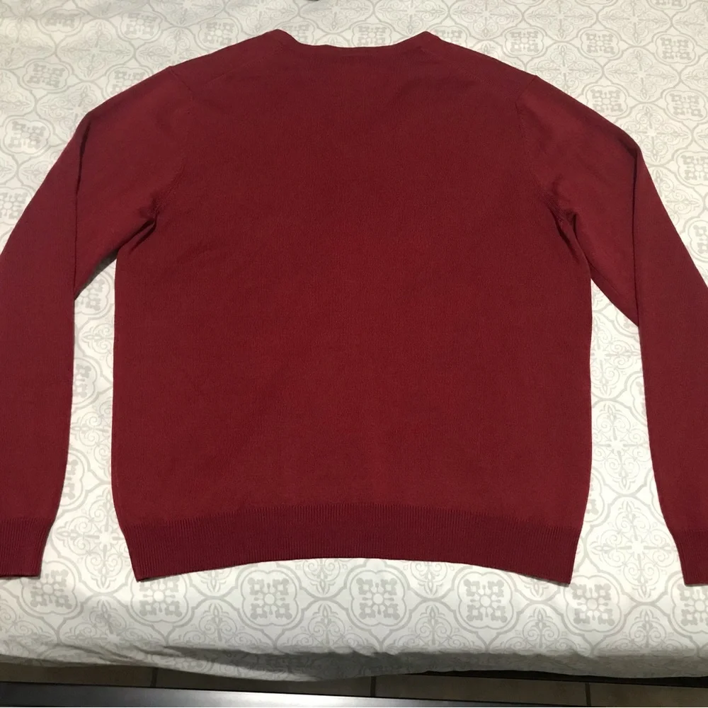 Brooks Brothers 346 (Size L)Buttery Soft Merino Wool Pullover Sweater,V-Neck Red